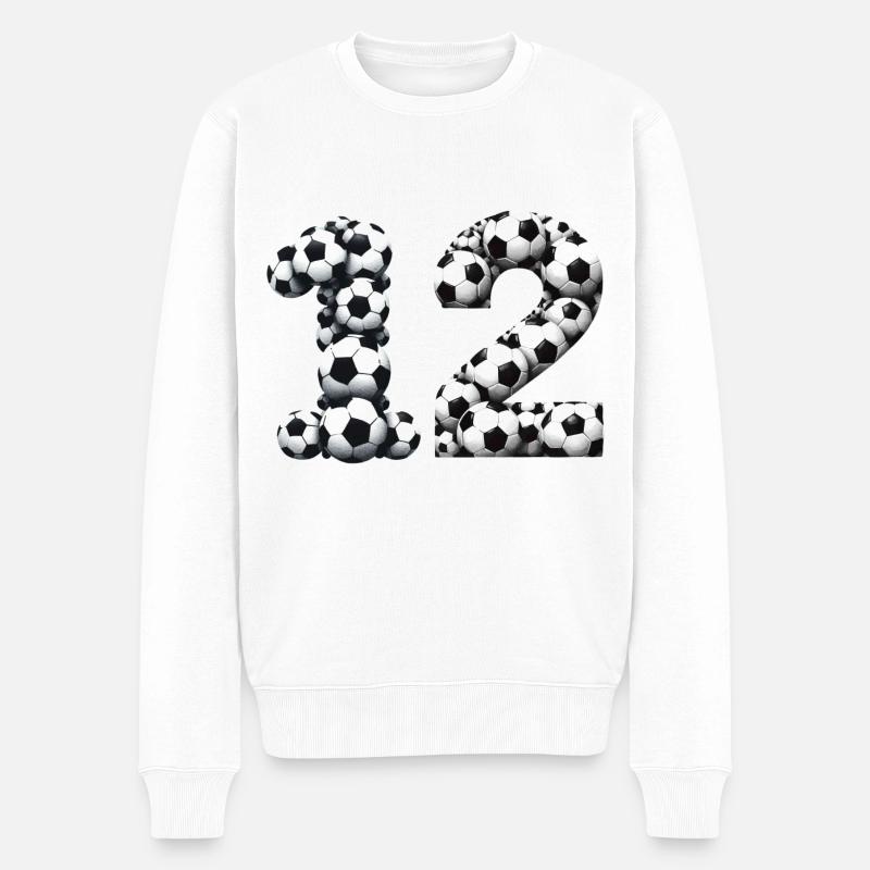 12 Fussball - Männer Premium Bio Pullover - Weiß