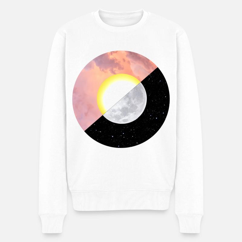 Été | Soleil | Lune | Coucher de soleil - Pull Premium bio Homme - blanc