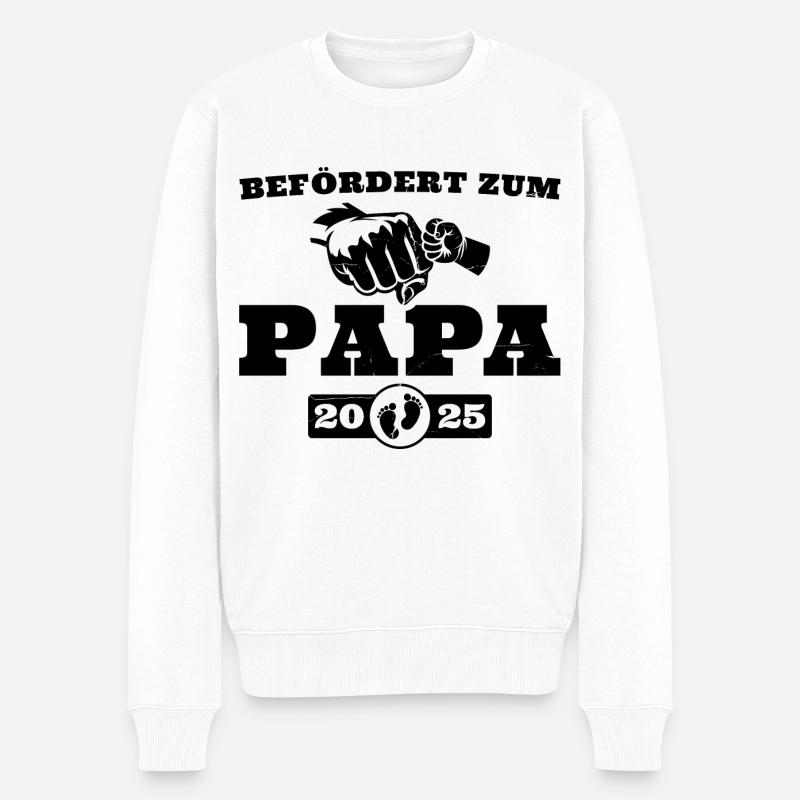 Werdender Papa 2025 Schwangerschaftsverkündung - Männer Premium Bio Pullover - Weiß