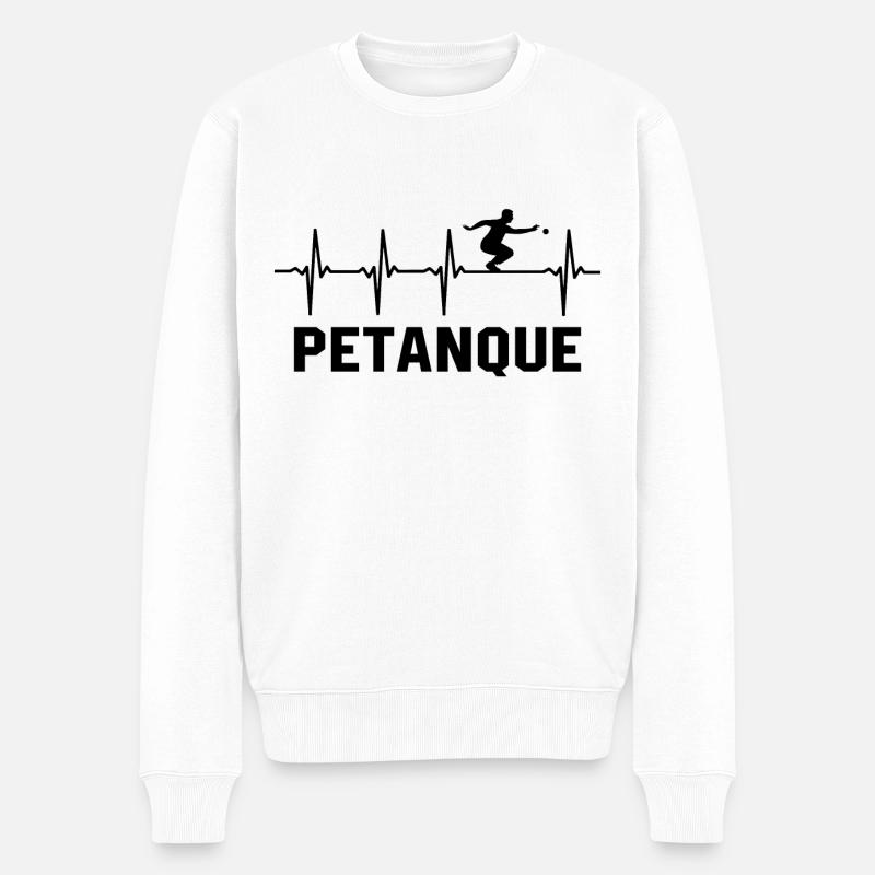 Petanque Boule Herzschlag Boccia Spieler - Männer Premium Bio Pullover - Weiß