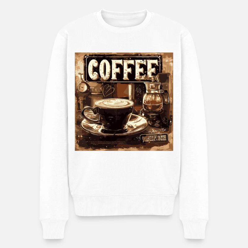 Kaffee klassisch retro - Männer Premium Bio Pullover - Weiß