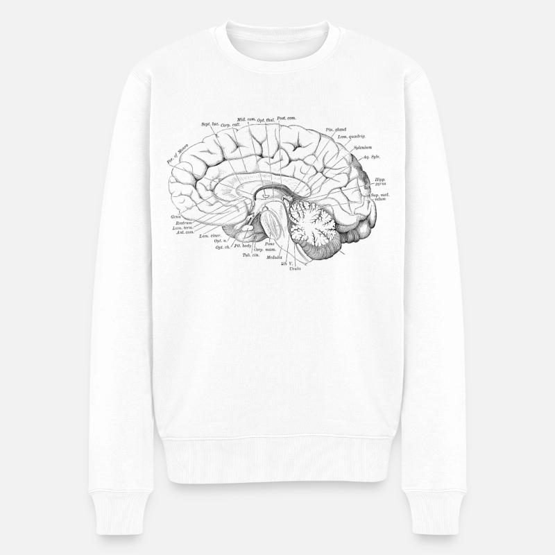 Corps humain - Cerveau vol.2 - Pull Premium bio Homme - blanc