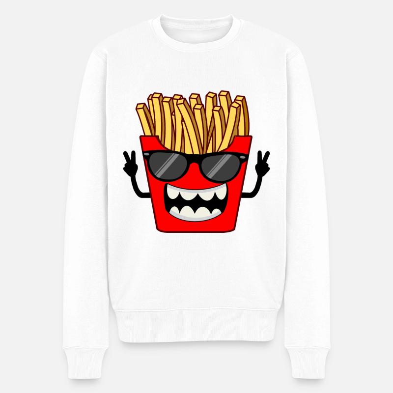 Frites avec des lunettes de soleil Funny Cool - Pull Premium bio Homme - blanc
