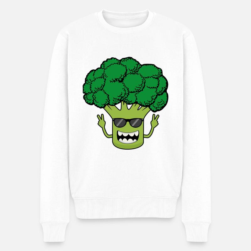 Brokkoli Broccoli Gemüse Lustig mit Sonnenbrille - Männer Premium Bio Pullover - Weiß