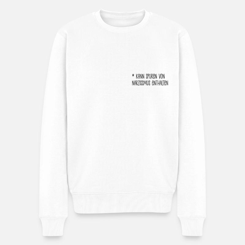 Spuren von Narzissmus Ironie Witz lustig Spruch - Männer Premium Bio Pullover - Weiß