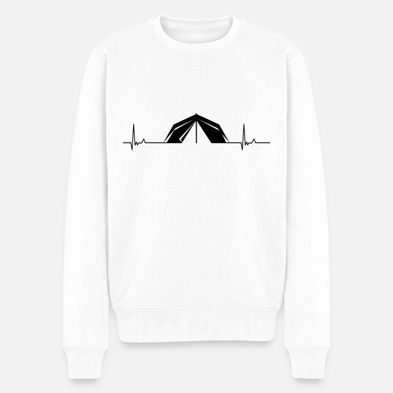 Camping Heartbeat - Pull Premium bio Homme - blanc