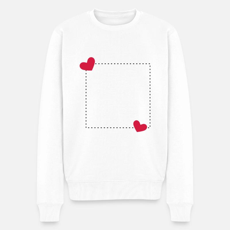Herz Rahmen Ornament Linie Dekoration - Männer Premium Bio Pullover - Weiß