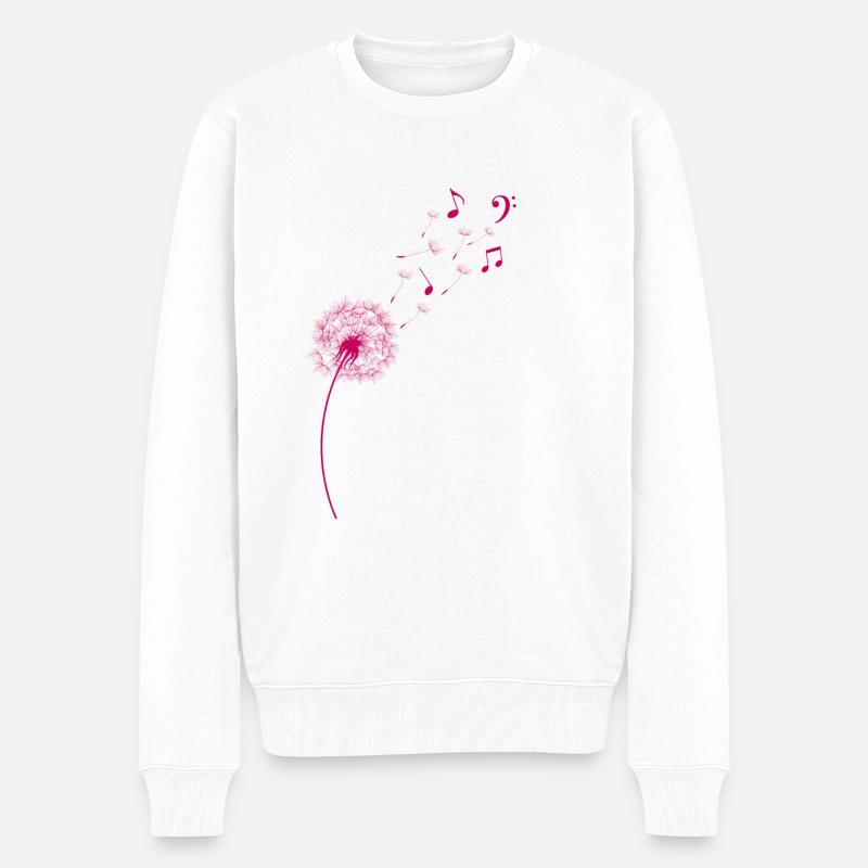 Regenbogen Pusteblume Löwenzahn Noten Musik - Männer Premium Bio Pullover - Weiß