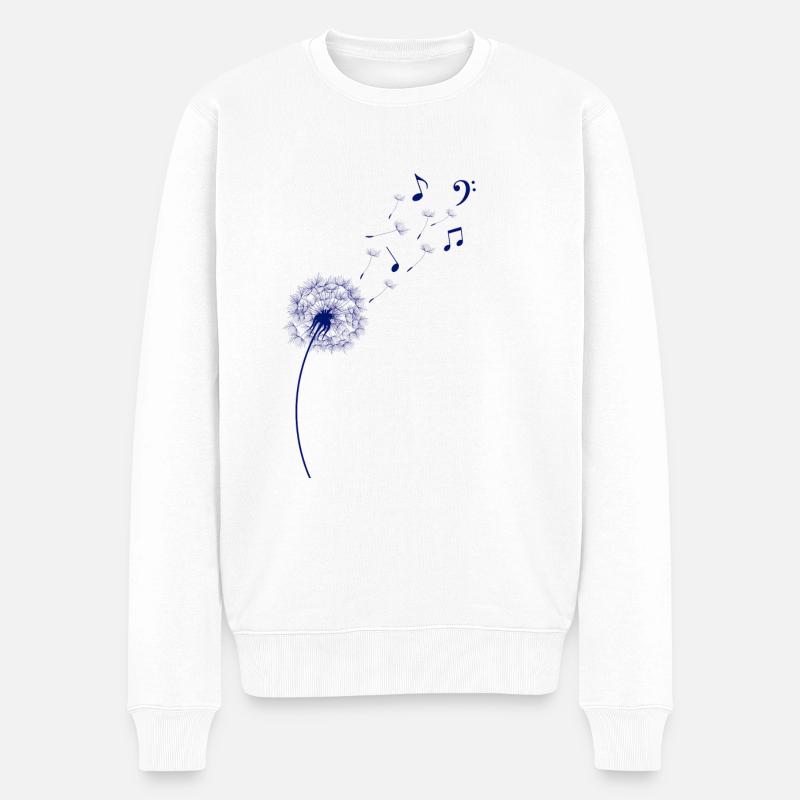 Regenbogen Pusteblume Noten Musik Löwenzahn - Männer Premium Bio Pullover - Weiß