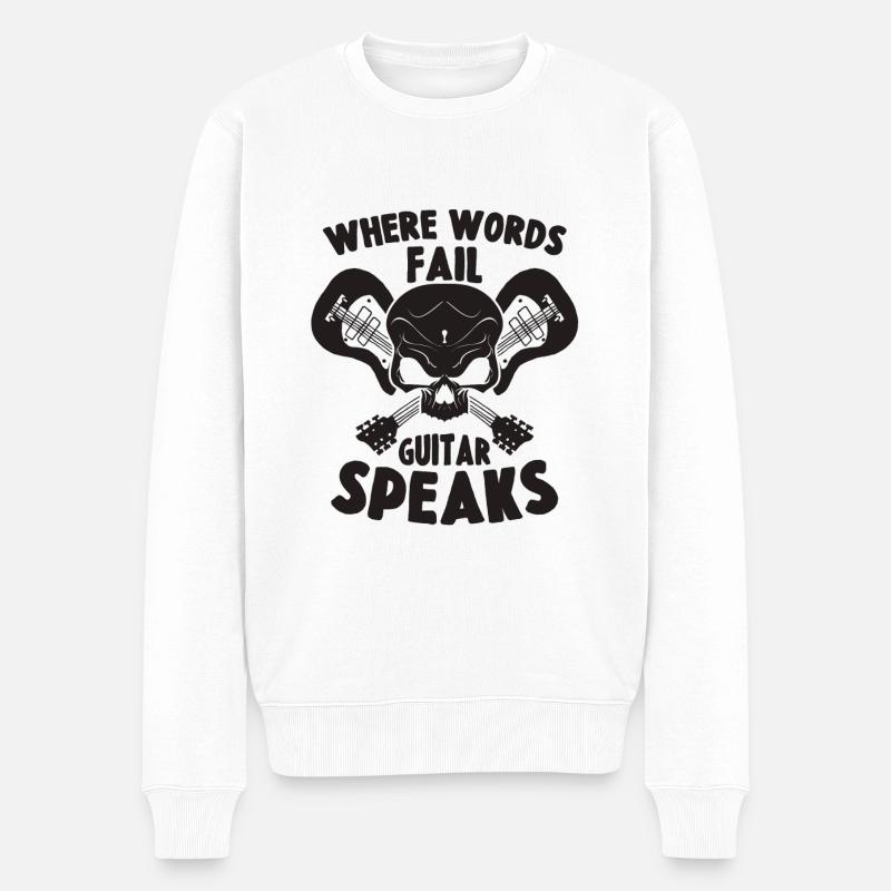 Guitar, Skull, Hardrock - Männer Premium Bio Pullover - Weiß