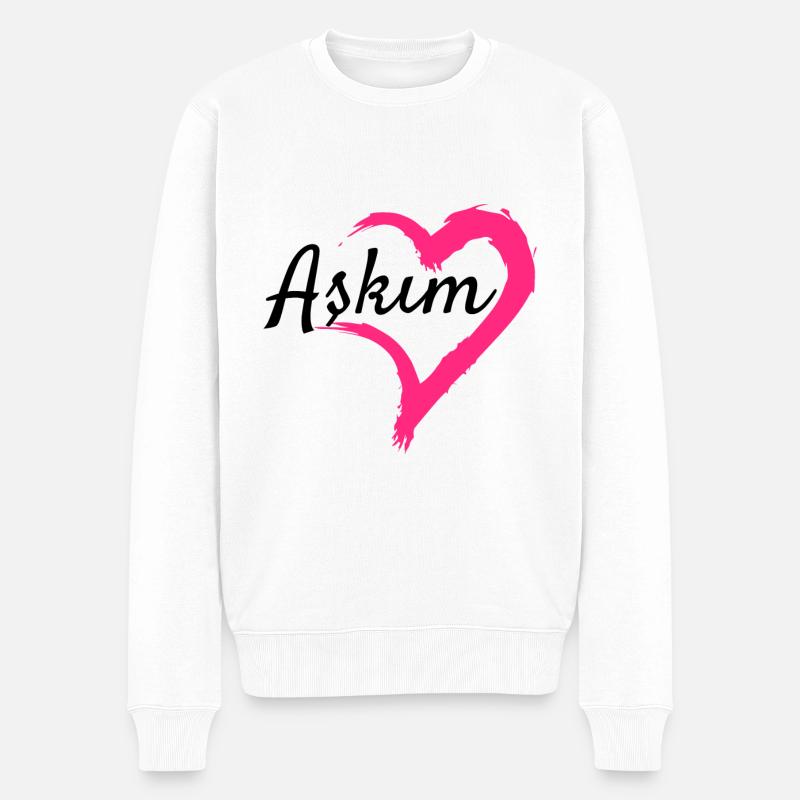 Askim Wort Türkisch Geschenkidee Liebe - Männer Premium Bio Pullover - Weiß