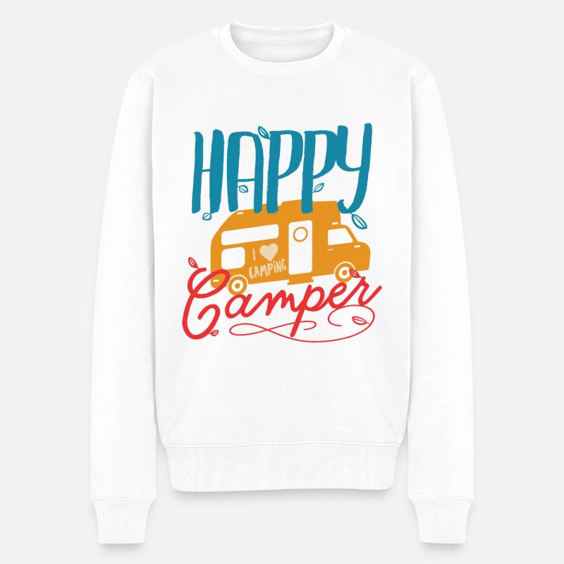 Happy Camper Blätter Abenteuer Wohnmobil Geschenk - Männer Premium Bio Pullover - Weiß