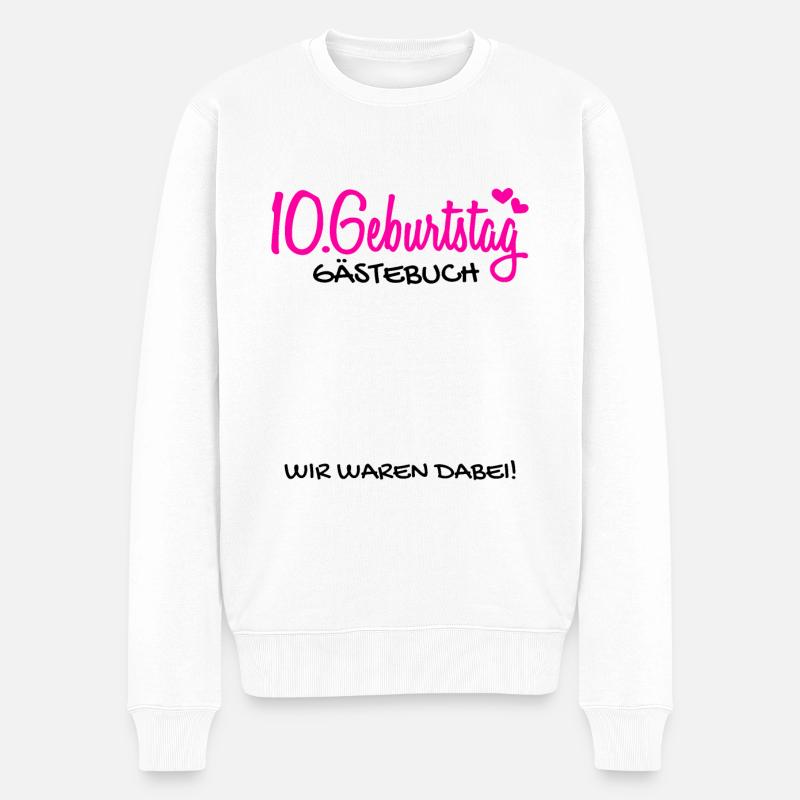 10 Geburtstag Gästebuch Deko Geschenk - Männer Premium Bio Pullover - Weiß