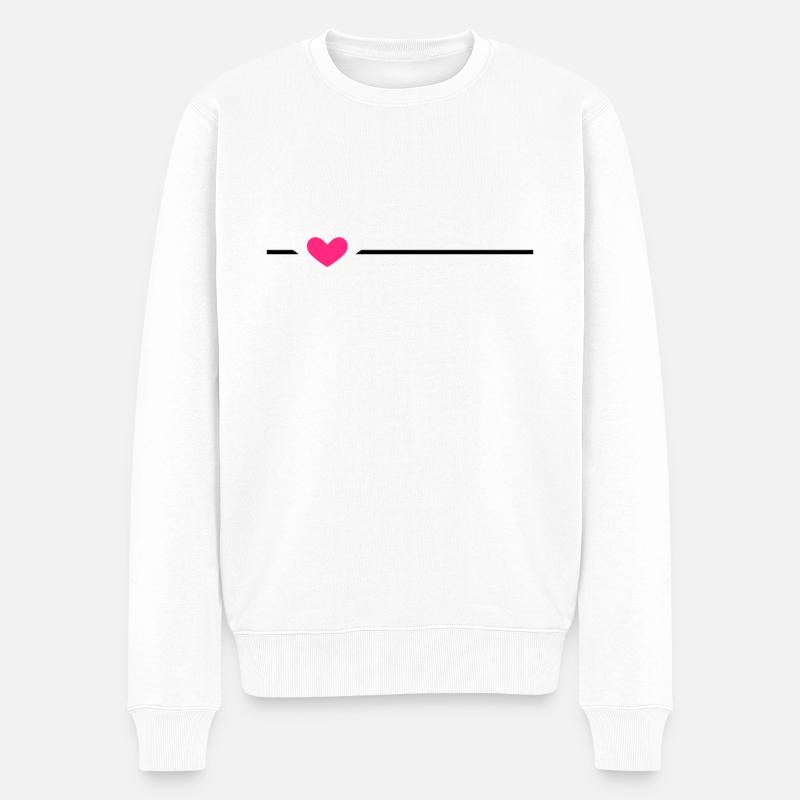Linie Herz - Männer Premium Bio Pullover - Weiß