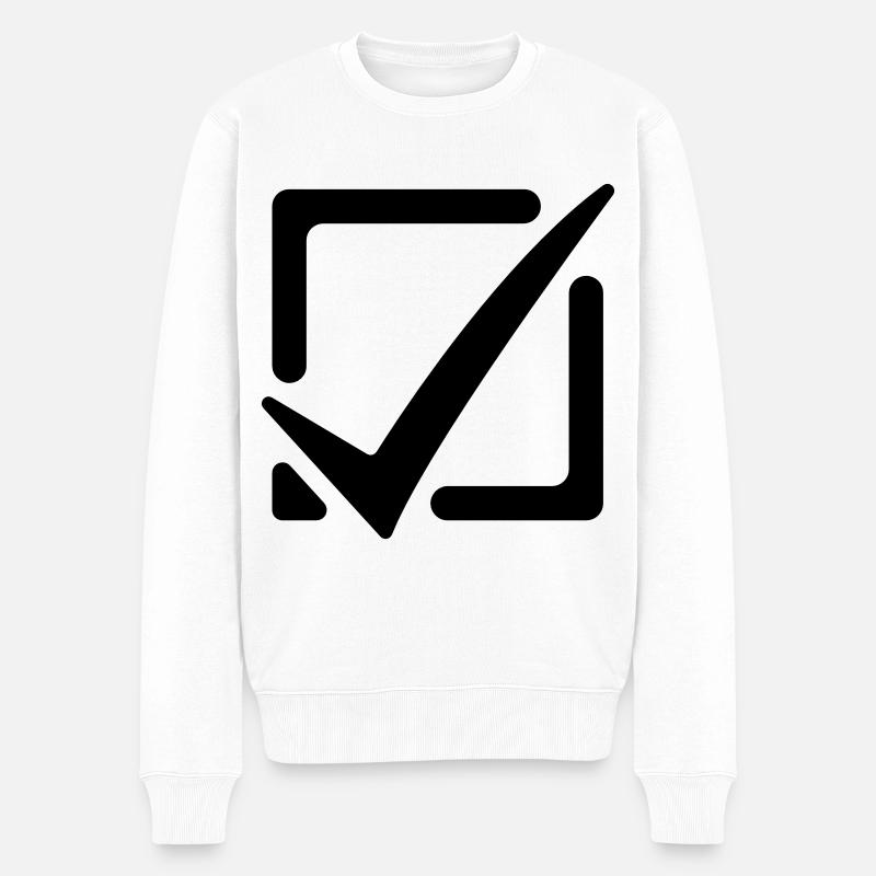 Häkchen Ankreuzen - Männer Premium Bio Pullover - Weiß