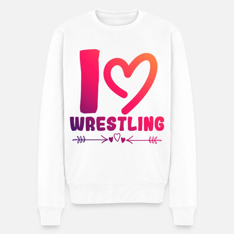 Ich liebe Wrestling - Männer Premium Bio Pullover - Weiß