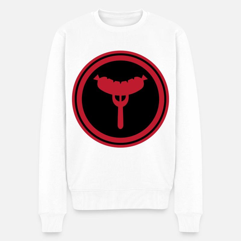 Wurst Gabel - Männer Premium Bio Pullover - Weiß