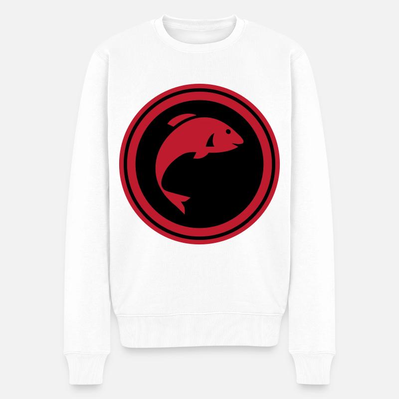 Fisch Symbol - Männer Premium Bio Pullover - Weiß