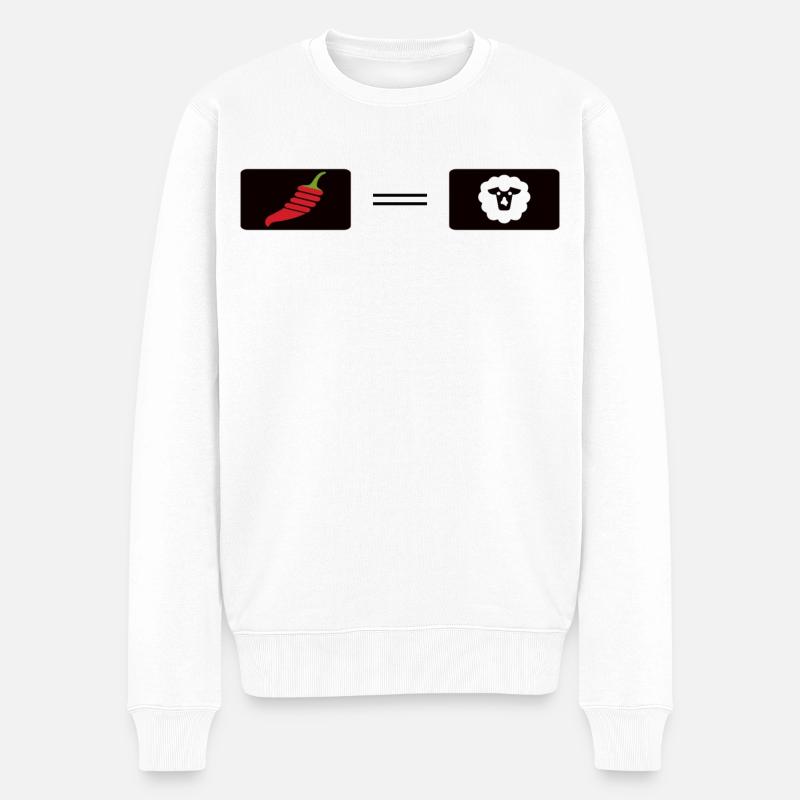 Feuriger Chili-Pfeffer mit Schaf-Design - Männer Premium Bio Pullover - Weiß