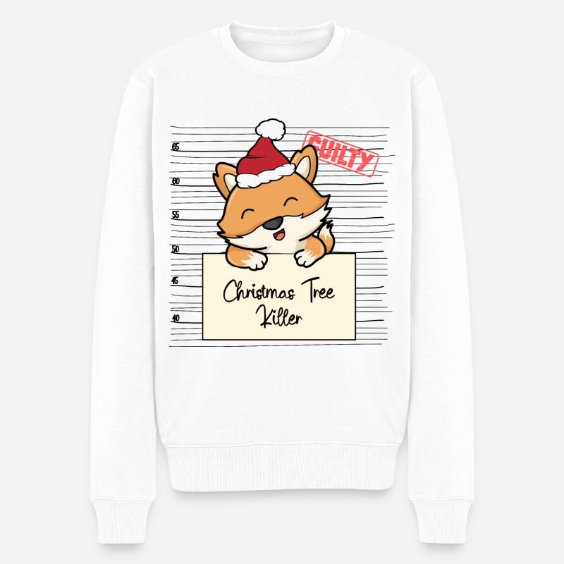 Weihnachtsbaum Umschubser Fuchs - Männer Premium Bio Pullover - Weiß