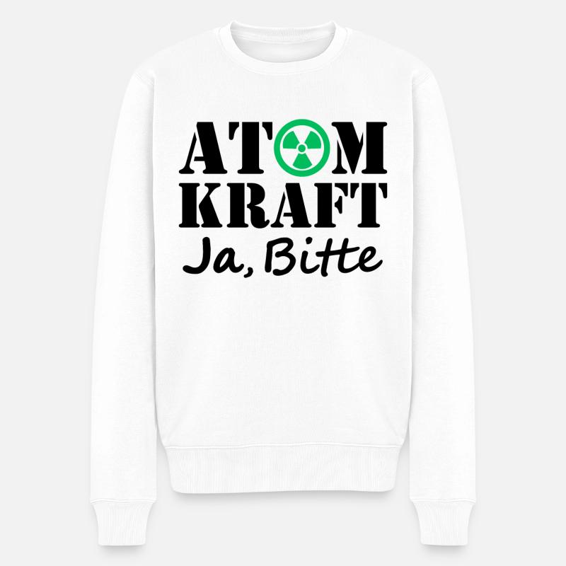 Atomkraft, Ja bitte, Ja zu Kernenergie - Männer Premium Bio Pullover - Weiß