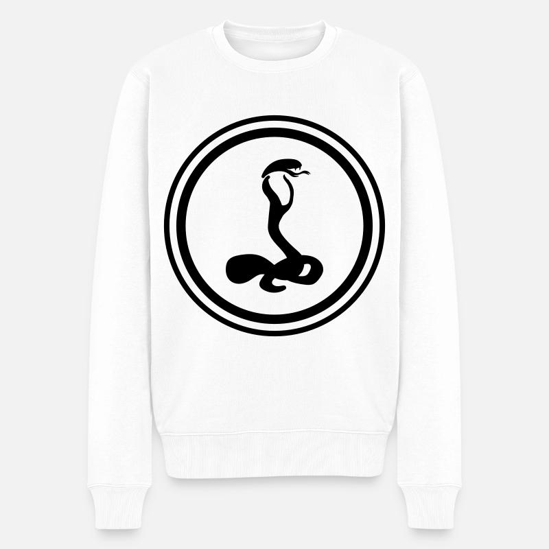 Schlange Kobra - Männer Premium Bio Pullover - Weiß