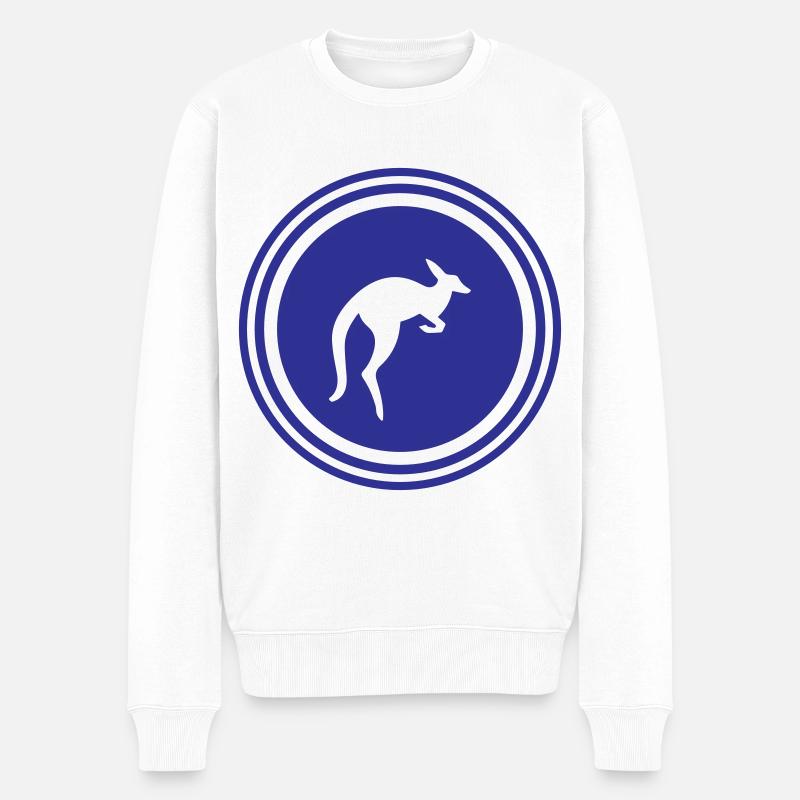 Känguru Tier - Männer Premium Bio Pullover - Weiß