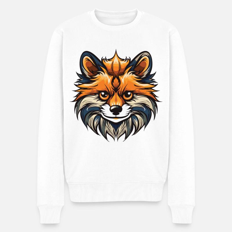 Pomeranian Hund Portrait - Männer Premium Bio Pullover - Weiß