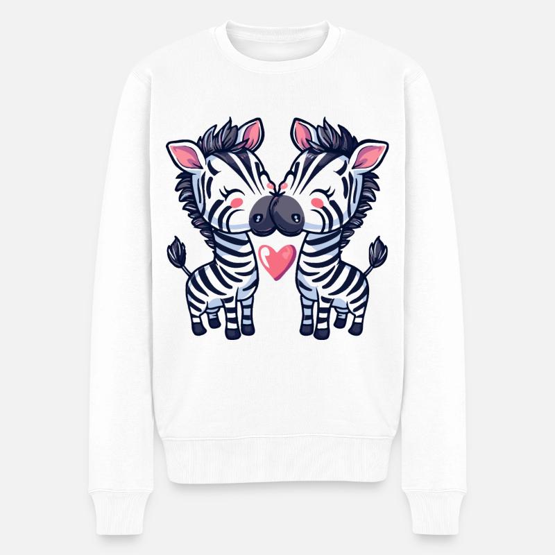 Zebra Comic Couple Amour - Pull Premium bio Homme - blanc
