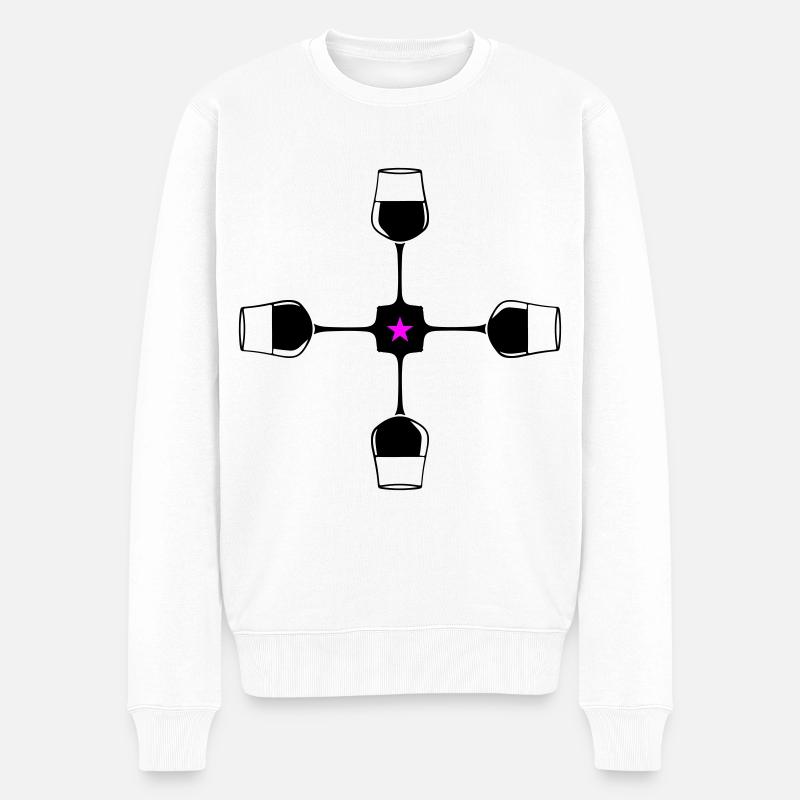 Wein Rotwein Glas - Männer Premium Bio Pullover - Weiß
