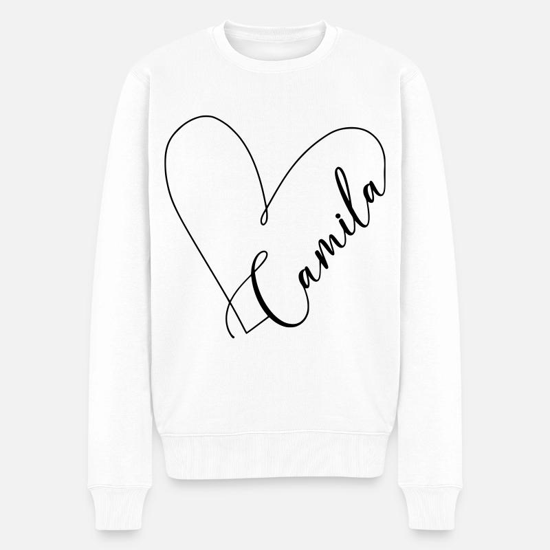 Camila Name Herzlinie - Männer Premium Bio Pullover - Weiß