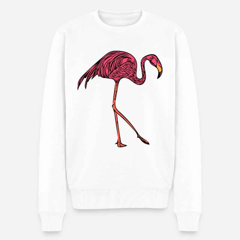 Flamingo - Männer Premium Bio Pullover - Weiß