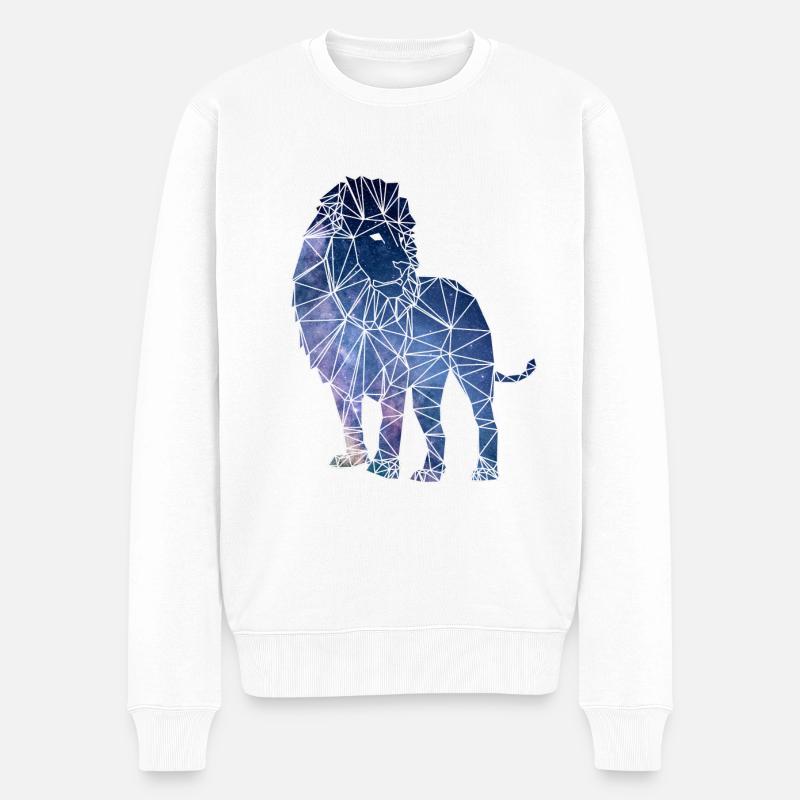 Lion Galaxie - Männer Premium Bio Pullover - Weiß