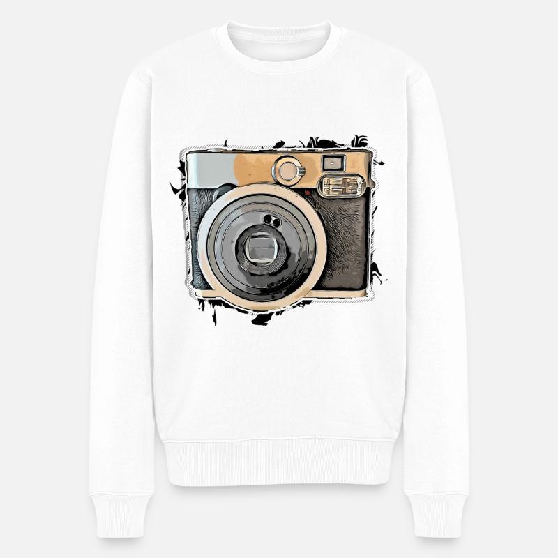 Kamera - Männer Premium Bio Pullover - Weiß