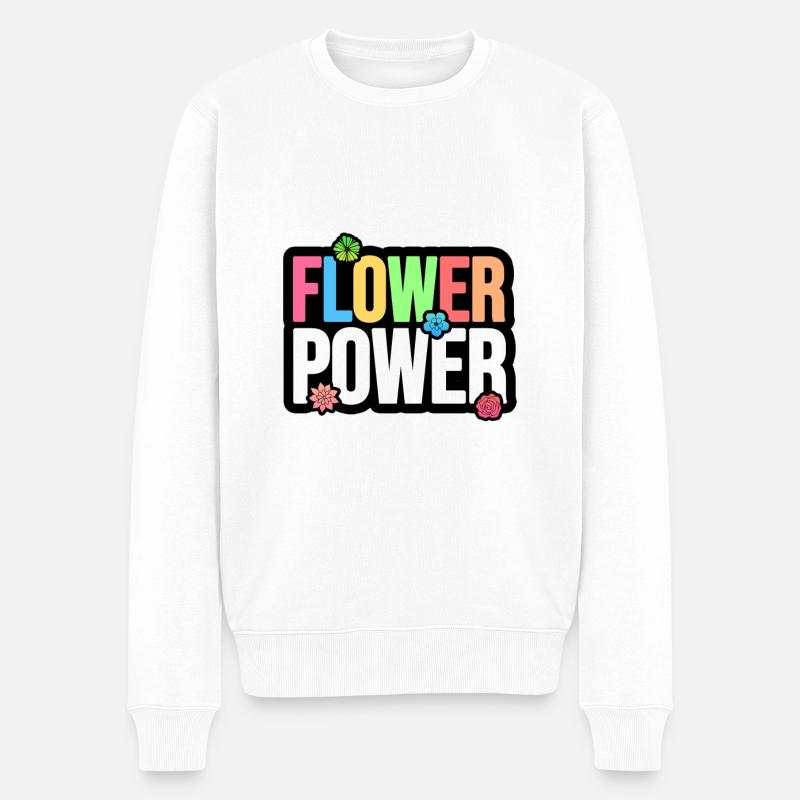 Flower Power - Blumen Power - Männer Premium Bio Pullover - Weiß