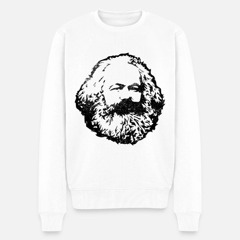 Karl Marx Visage Communisme Marxisme philosophe - Pull Premium bio Homme - blanc