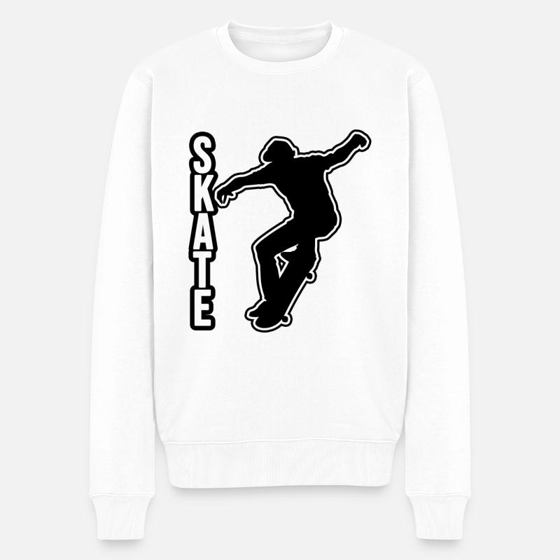 Skate - Skater - Männer Premium Bio Pullover - Weiß