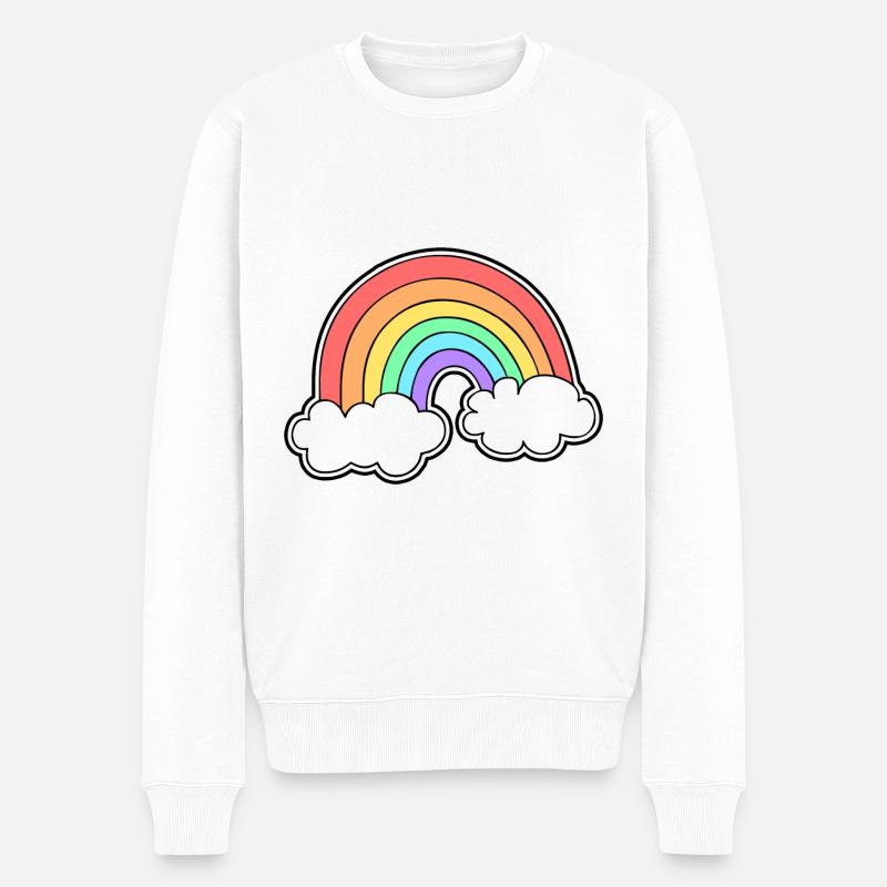 Arc-en-ciel avec nuages - Pull Premium bio Homme - blanc