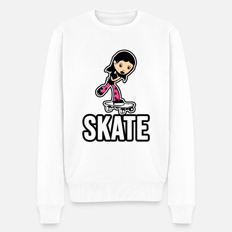Skater Girl! - Männer Premium Bio Pullover - Weiß