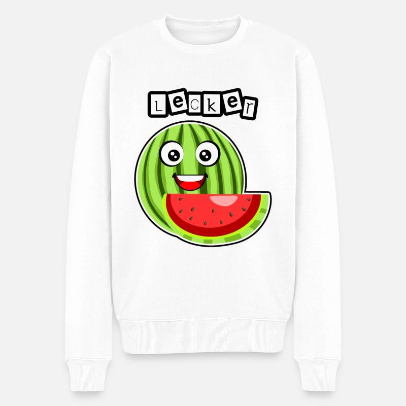 Lecker Melone - Männer Premium Bio Pullover - Weiß