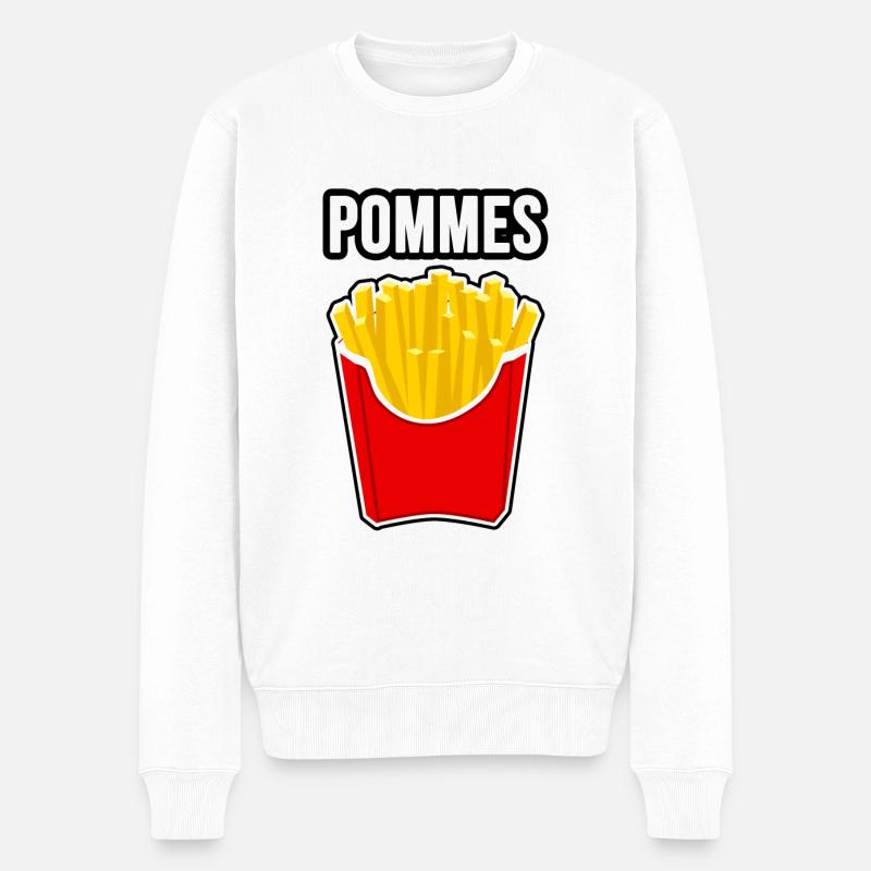 Pommes - Männer Premium Bio Pullover - Weiß