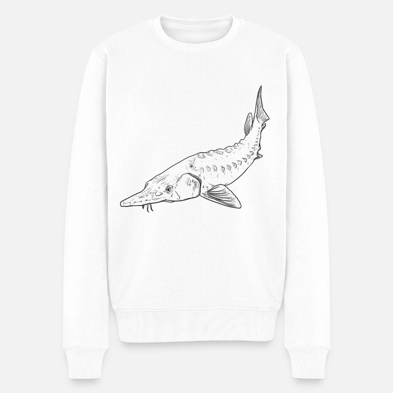 Sturgeon crayon béluga esturgeon - Pull Premium bio Homme - blanc