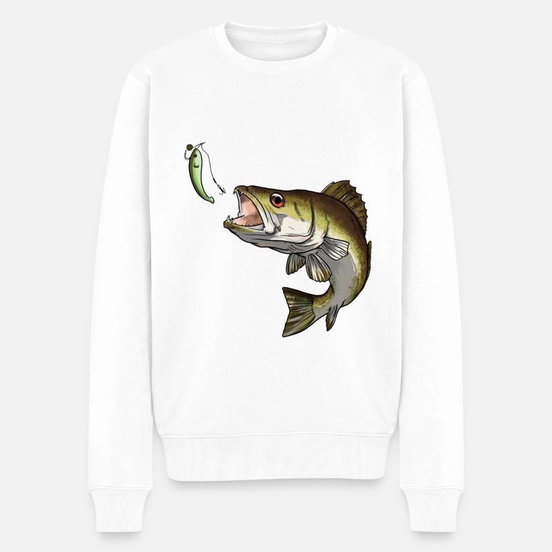 Sandre et poisson caoutchouté - Pull Premium bio Homme - blanc