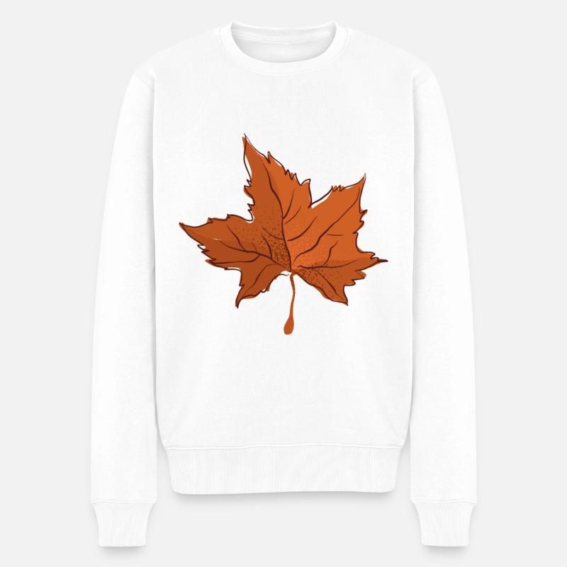 Herbstblatt Herbst Blatt - Männer Premium Bio Pullover - Weiß