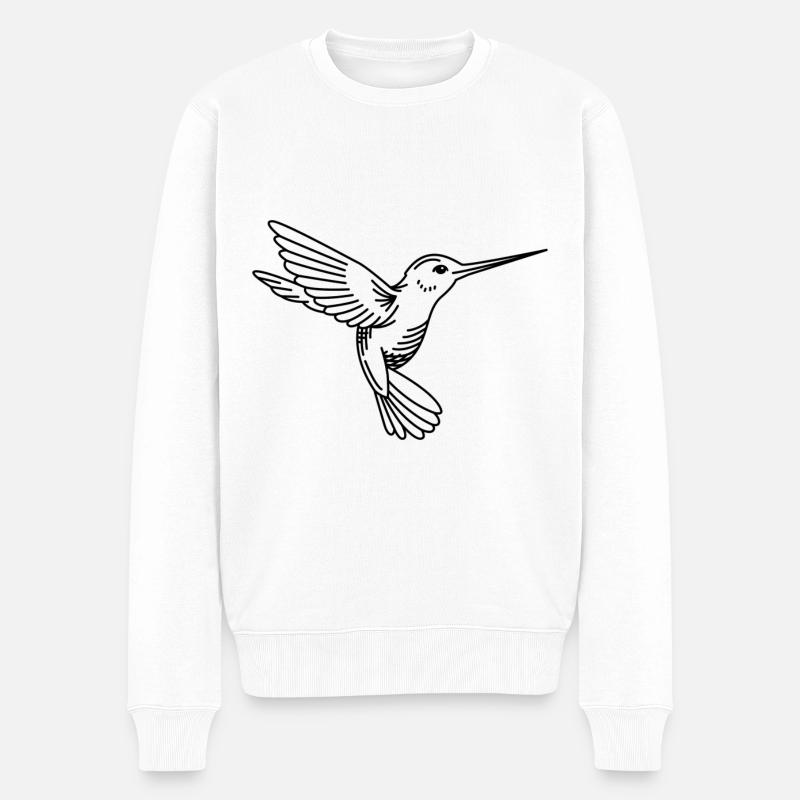Kolibri Zeichnung - Männer Premium Bio Pullover - Weiß