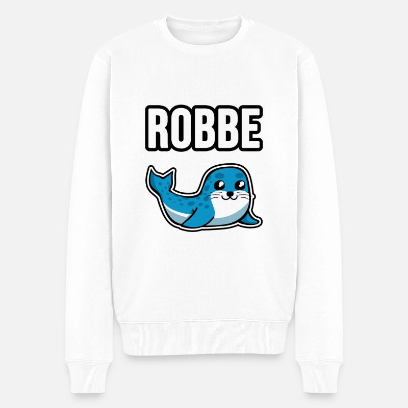 Baby Robbe - Männer Premium Bio Pullover - Weiß