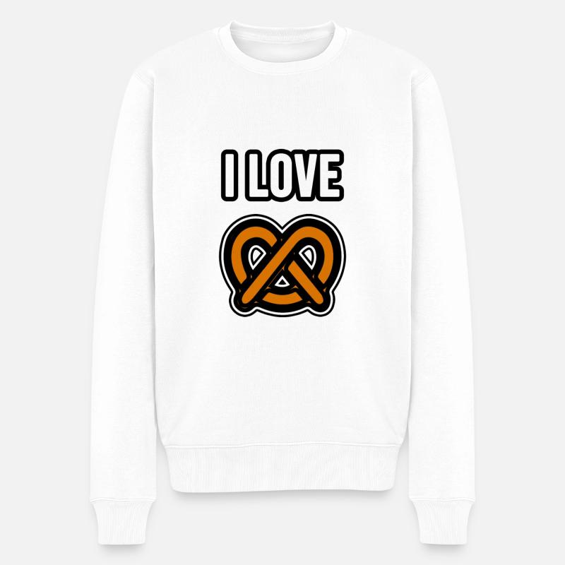 Ich liebe Brezel - Männer Premium Bio Pullover - Weiß