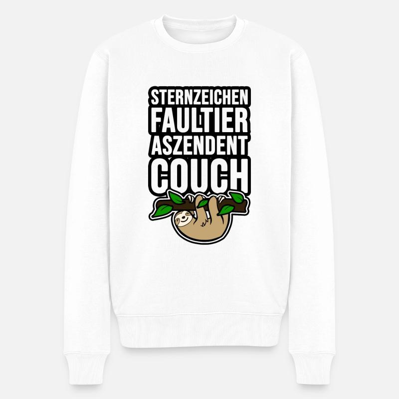 Sternzeichen Faultier Aszendent Couch - Männer Premium Bio Pullover - Weiß