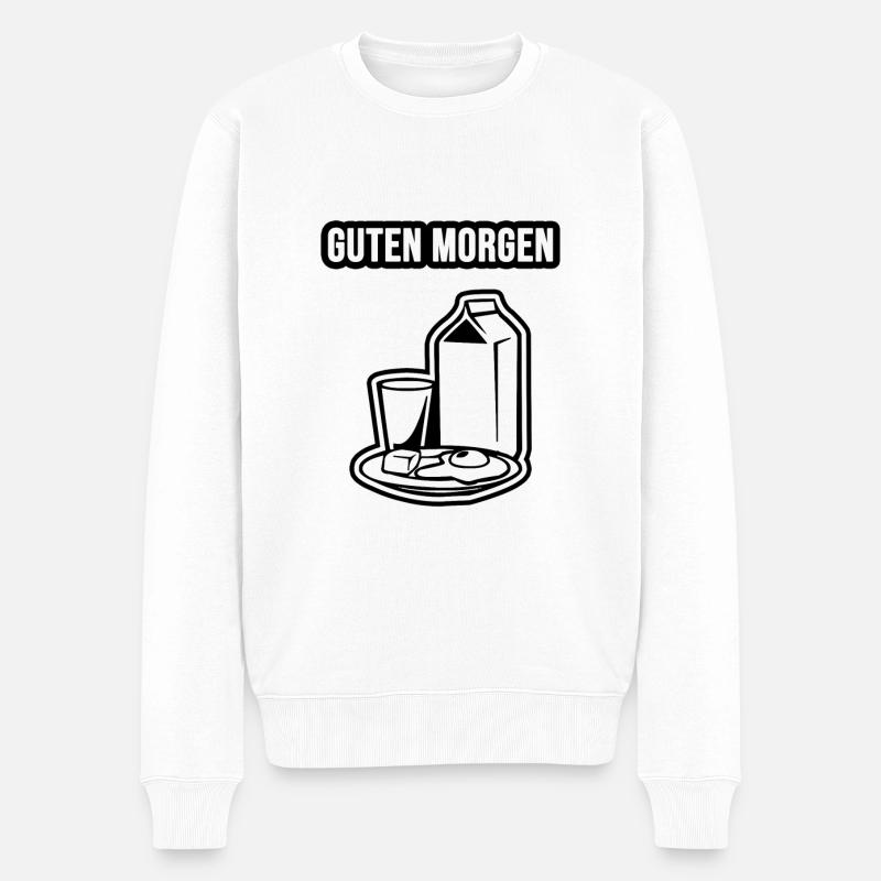 Guten Morgen Spruch - Männer Premium Bio Pullover - Weiß