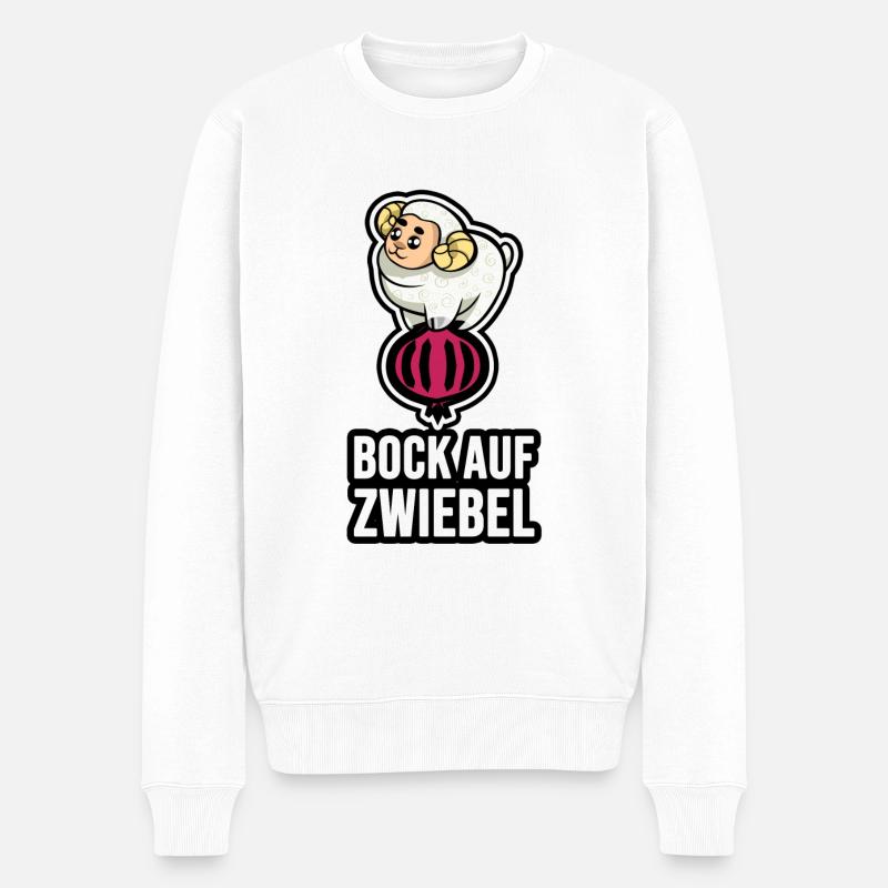 Bock auf Zwiebel - Männer Premium Bio Pullover - Weiß